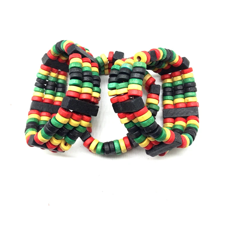 Handmade Rasta Wooden Bracelets – Handcrafted Boho Style - Glow by Hellen African and Boho Jewelry African Home Decor Cultural Accessories