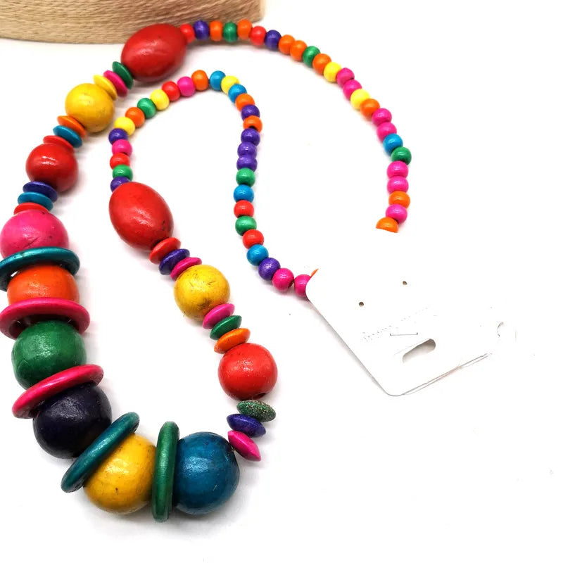 DINKA HERITAGE NECKLACE – Extra Long Layered Wooden Beads - Glow by Hellen African and Boho Jewelry African Home Decor Cultural Accessories