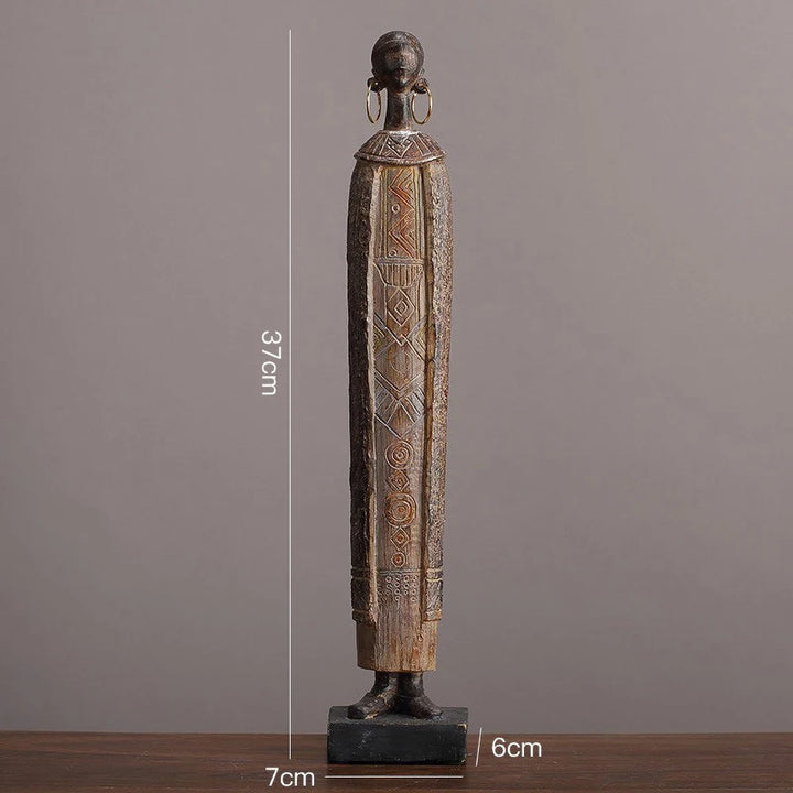 Handcrafted African Tribal Woman Statue - Resin Art Sculpture with Traditional Beads, Cultural Home Decor, Collectible Figurine Glow by Hellen