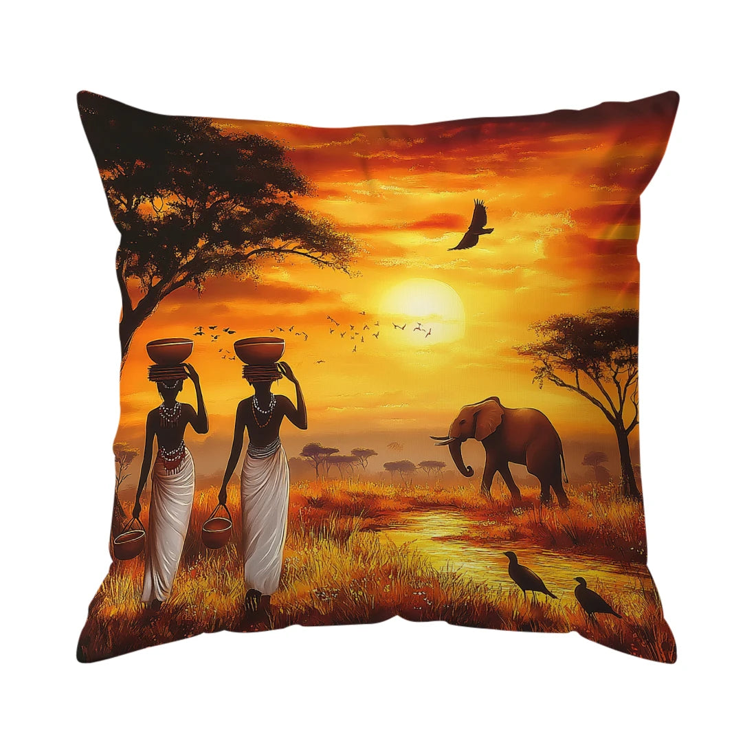 African Women’s Artistic Pattern Pillow Covers – Artistic Elegance for Home Decor - Glow by Hellen African and Boho Jewelry African Home Decor Cultural Accessories