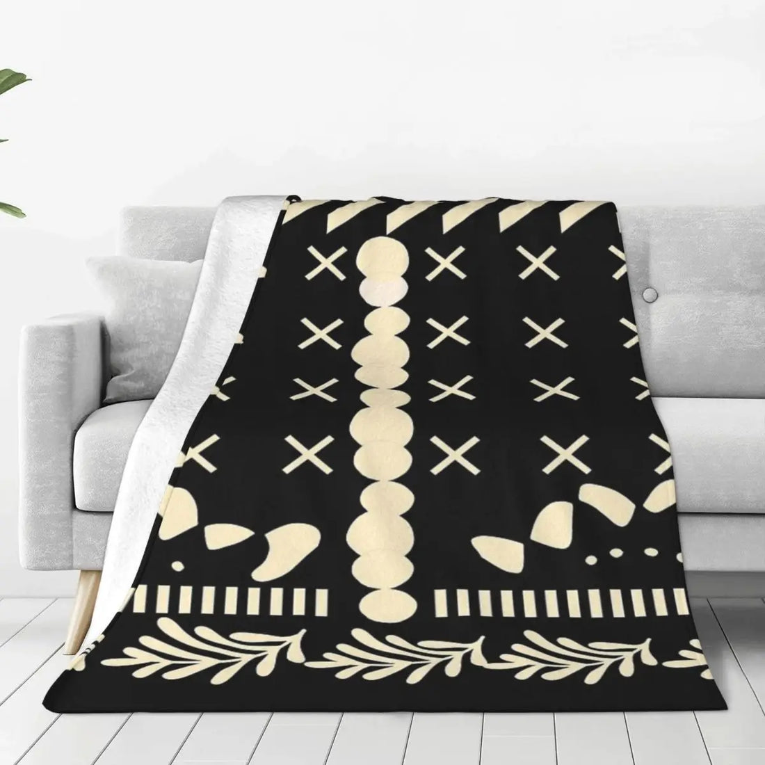 African Bogolan Mudcloth Throw Blanket — Cultural Warmth & Modern Elegance - Glow by Hellen African and Boho Jewelry African Home Decor Cultural Accessories