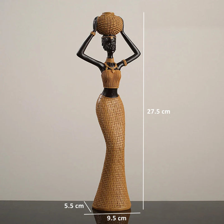 Woven Texture African Tribal Woman Figurines Black Girls Ornament Characteristic Decorative Objects Home Decor Accessories Glow by Hellen