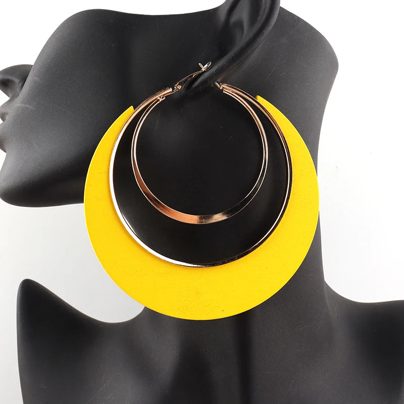 ZULU RHYTHM WOODEN HOOPS – Oversized Colourful Statement Earrings - Glow by Hellen African and Boho Jewelry African Home Decor Cultural Accessories