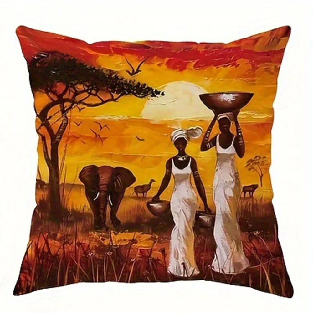 African Elephant Decorative Pillowcase – Ultra-Soft Animal Elegance - Glow by Hellen African and Boho Jewelry African Home Decor Cultural Accessories