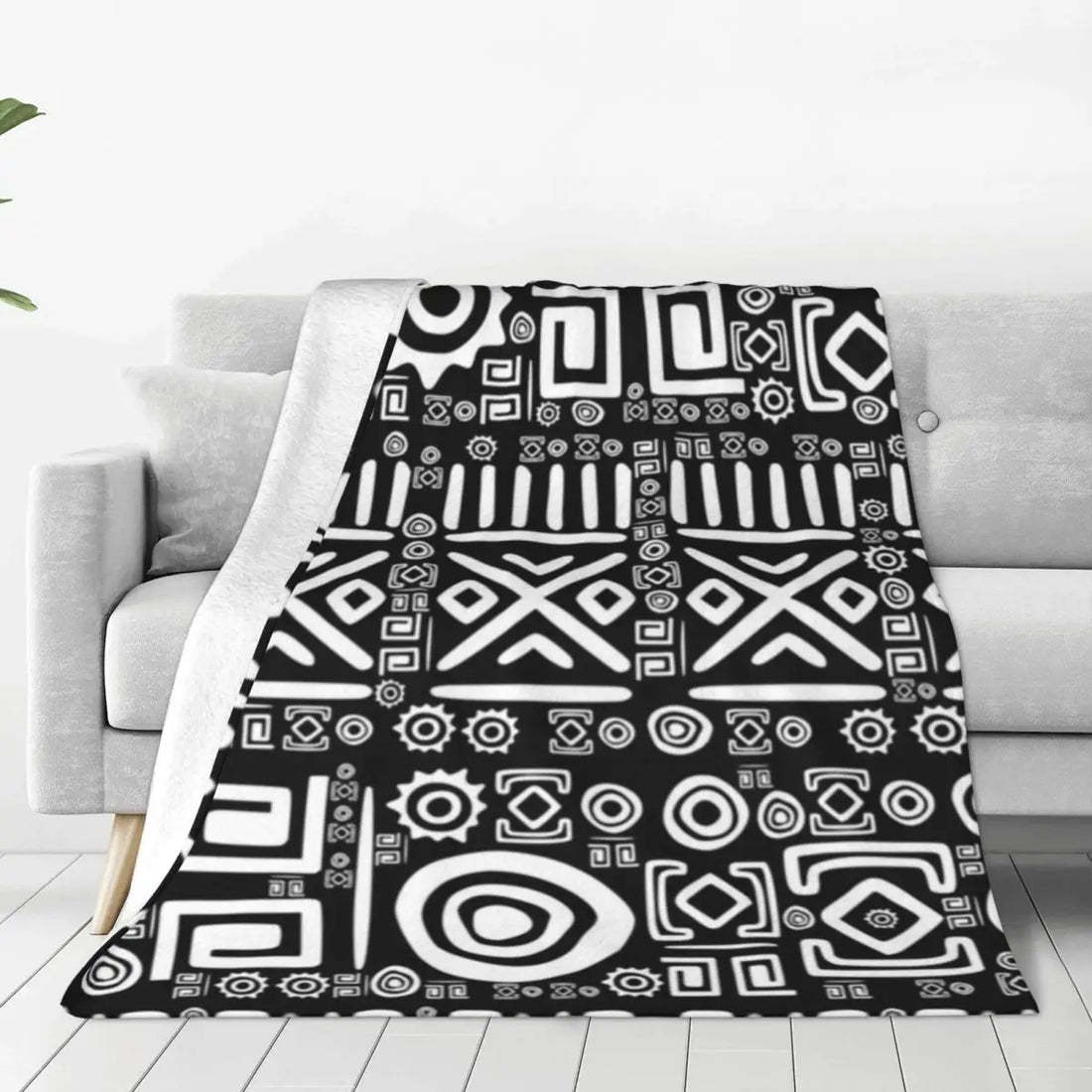 African Bogolan Mudcloth Throw Blanket — Cultural Warmth & Modern Elegance - Glow by Hellen African and Boho Jewelry African Home Decor Cultural Accessories