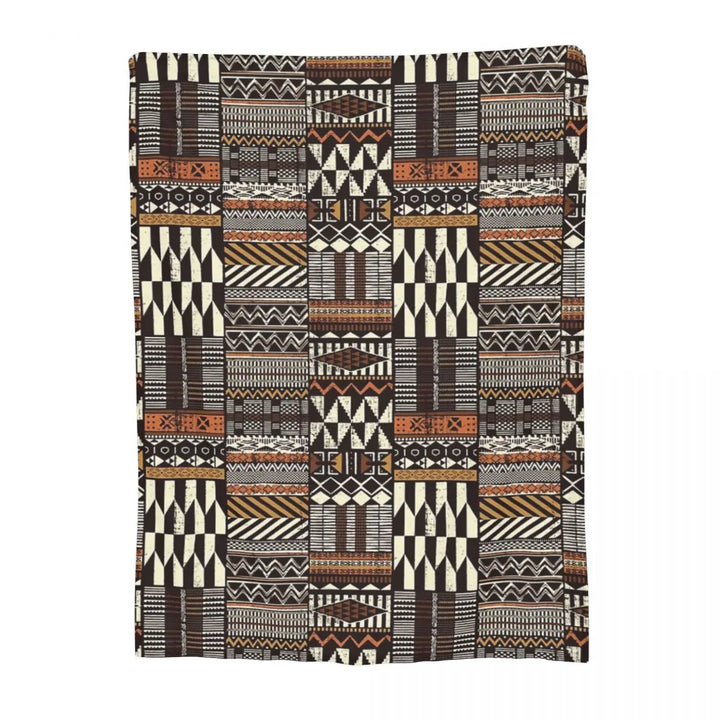 Native Tribal African Style Fabric Patchwork Blankets Soft Warm Flannel Throw Blanket Bedspread for Bed Living room Picnic Glow by Hellen