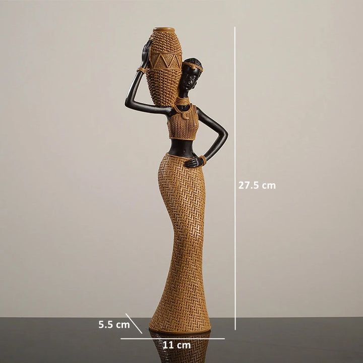 Woven Texture African Tribal Woman Figurines Black Girls Ornament Characteristic Decorative Objects Home Decor Accessories Glow by Hellen