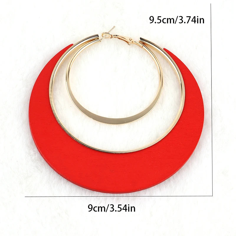 ZULU RHYTHM WOODEN HOOPS – Oversized Colourful Statement Earrings - Glow by Hellen African and Boho Jewelry African Home Decor Cultural Accessories