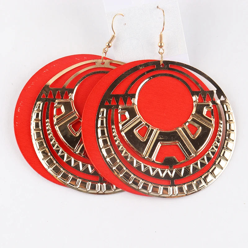 HIMBA CIRCLE WOODEN EARRINGS – Free Shipping African Round Dangles - Glow by Hellen African and Boho Jewelry African Home Decor Cultural Accessories