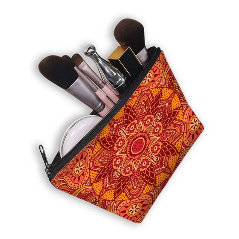 YORUBA BLOOM COSMETIC BAG – Bohemian African Print Travel Pouch - Glow by Hellen African and Boho Jewelry African Home Decor Cultural Accessories