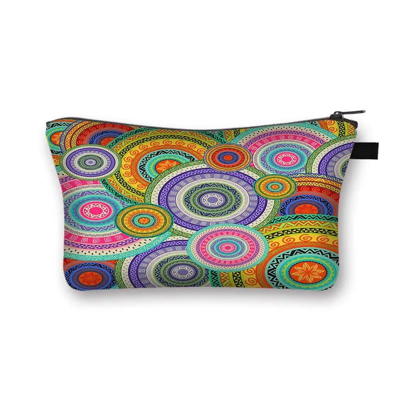 YORUBA BLOOM COSMETIC BAG – Bohemian African Print Travel Pouch - Glow by Hellen African and Boho Jewelry African Home Decor Cultural Accessories