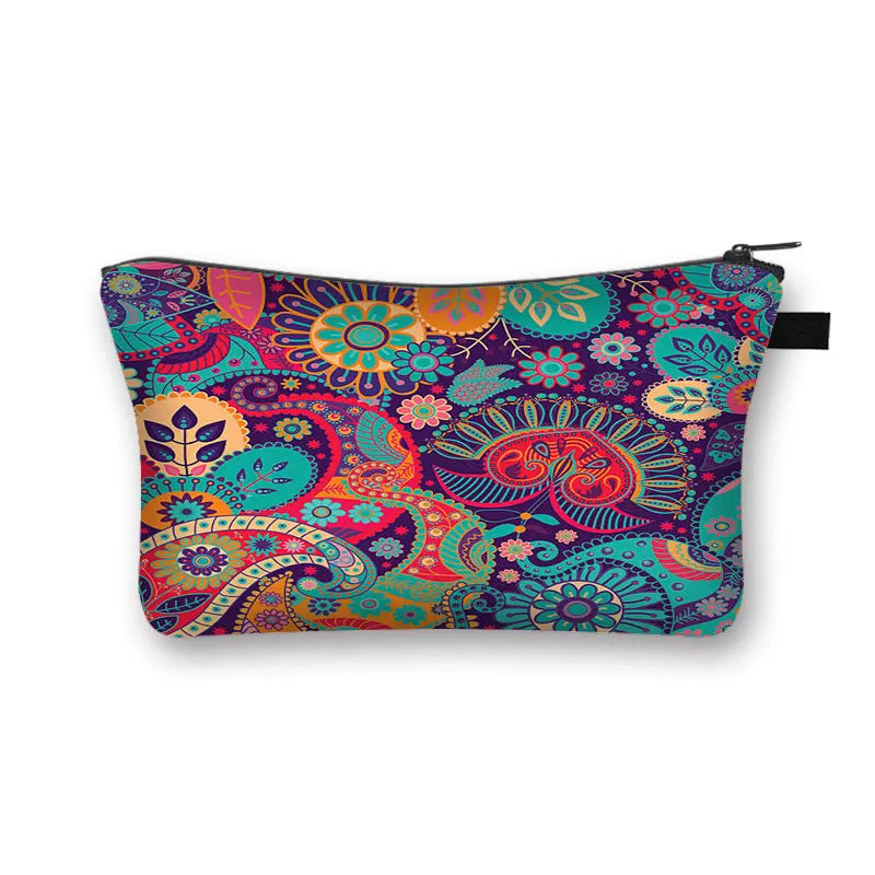 YORUBA BLOOM COSMETIC BAG – Bohemian African Print Travel Pouch - Glow by Hellen African and Boho Jewelry African Home Decor Cultural Accessories