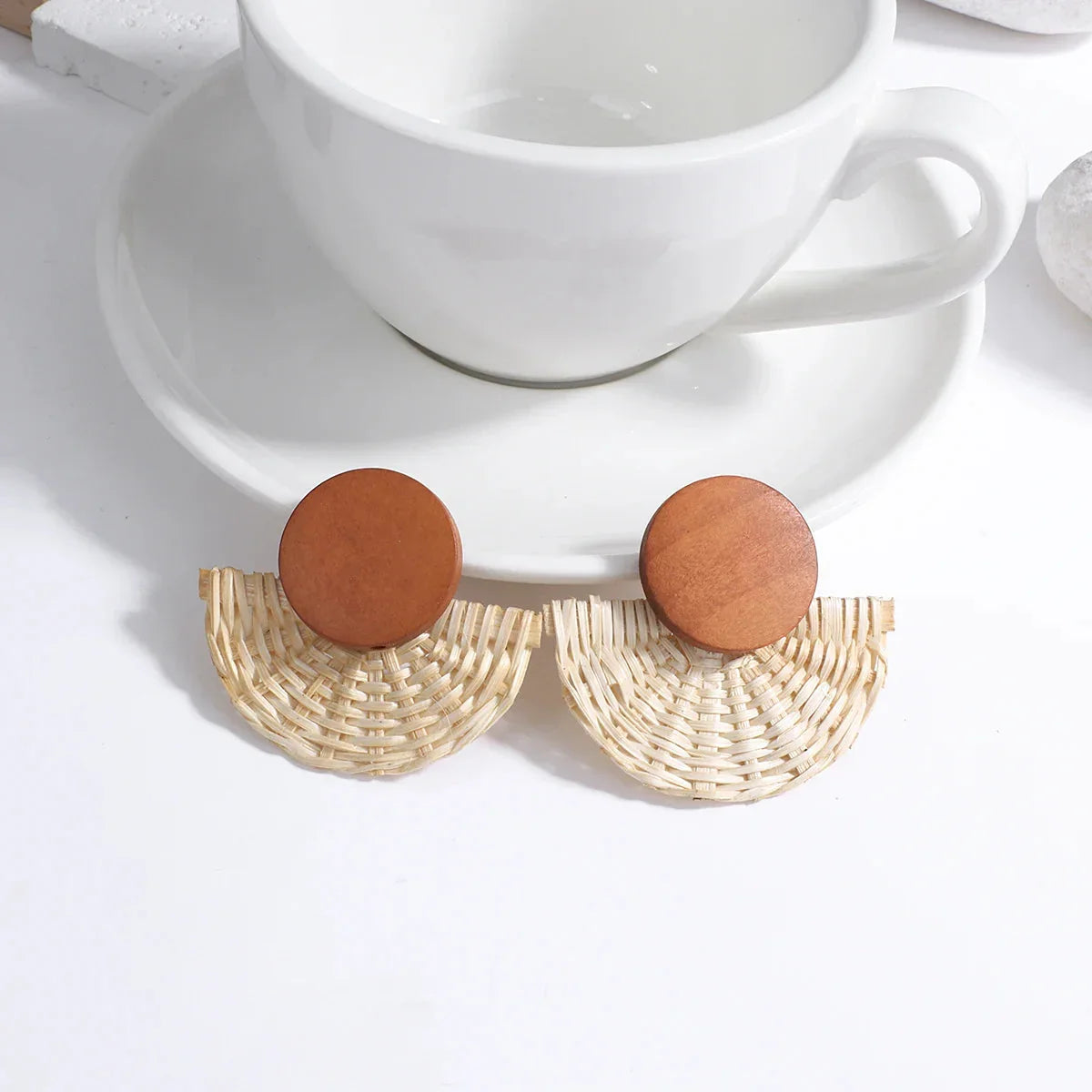 Boho Handmade Wooden & Rattan Drop Earrings - Glow by Hellen African and Boho Jewelry African Home Decor Cultural Accessories