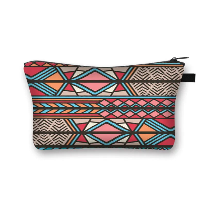 YORUBA BLOOM COSMETIC BAG – Bohemian African Print Travel Pouch - Glow by Hellen African and Boho Jewelry African Home Decor Cultural Accessories