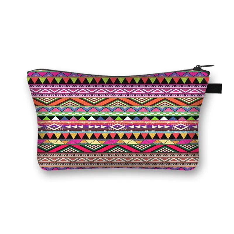 YORUBA BLOOM COSMETIC BAG – Bohemian African Print Travel Pouch - Glow by Hellen African and Boho Jewelry African Home Decor Cultural Accessories