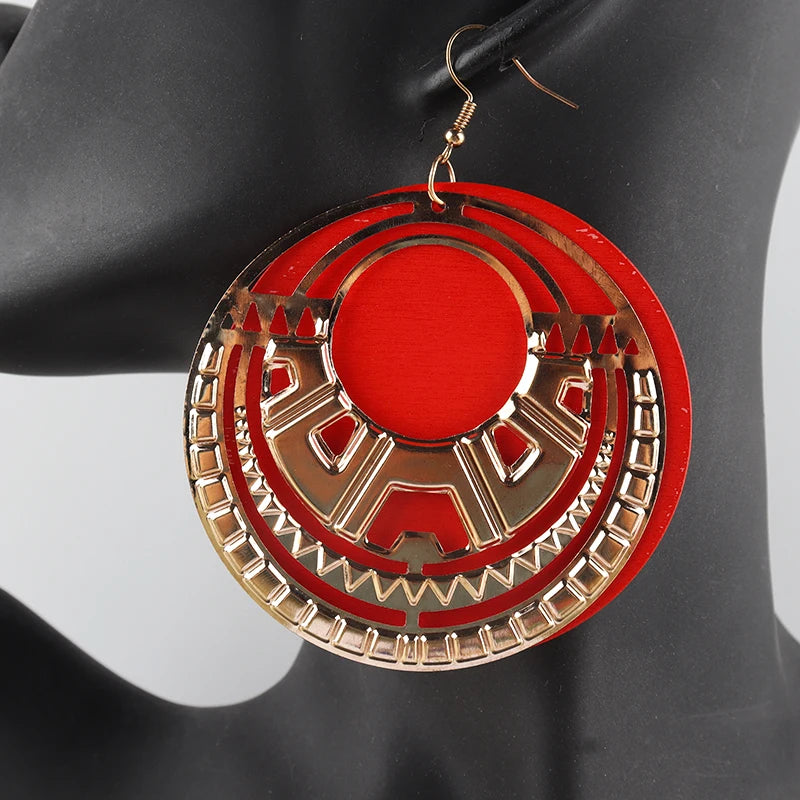 HIMBA CIRCLE WOODEN EARRINGS – Free Shipping African Round Dangles - Glow by Hellen African and Boho Jewelry African Home Decor Cultural Accessories