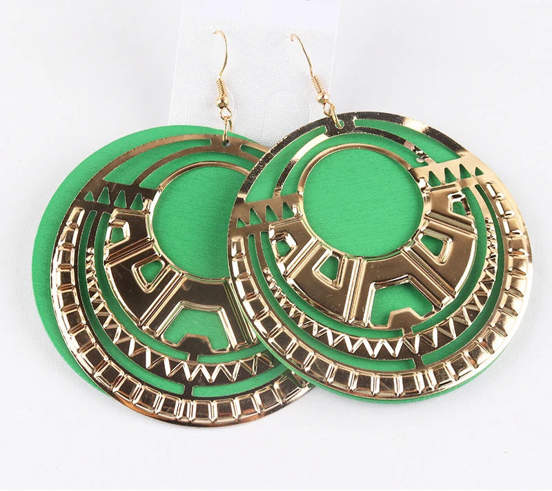HIMBA CIRCLE WOODEN EARRINGS – Free Shipping African Round Dangles - Glow by Hellen African and Boho Jewelry African Home Decor Cultural Accessories