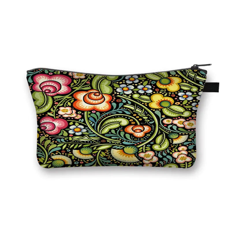 YORUBA BLOOM COSMETIC BAG – Bohemian African Print Travel Pouch - Glow by Hellen African and Boho Jewelry African Home Decor Cultural Accessories