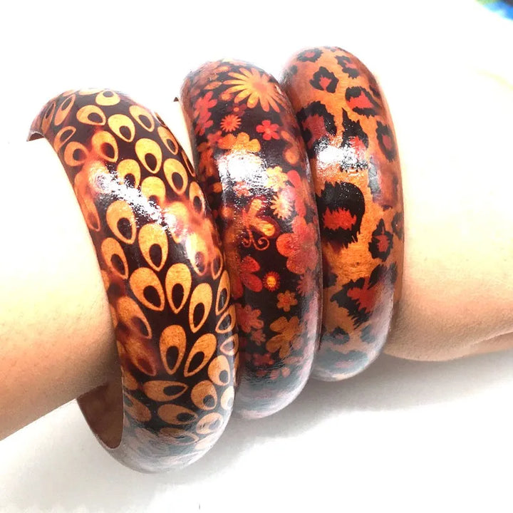 YORUBA ELDER WOOD BANGLE – African Pattern Statement Bracelet - Glow by Hellen African and Boho Jewelry African Home Decor Cultural Accessories