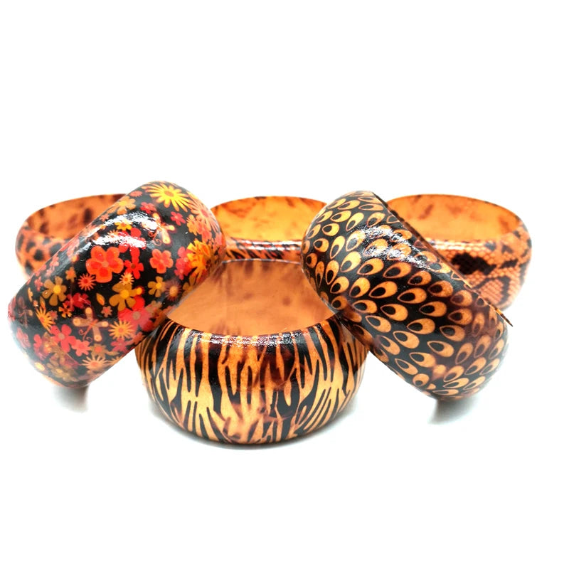 ASHANTI ADINKRA STATEMENT BANGLE – 3.8cm Wide African Wood Bracelet - Glow by Hellen African and Boho Jewelry African Home Decor Cultural Accessories