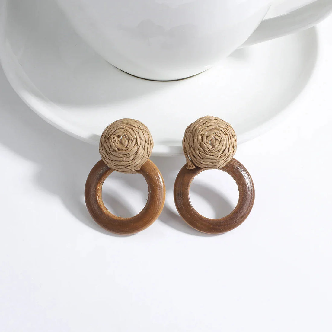 Boho Handmade Wooden & Rattan Drop Earrings - Glow by Hellen African and Boho Jewelry African Home Decor Cultural Accessories