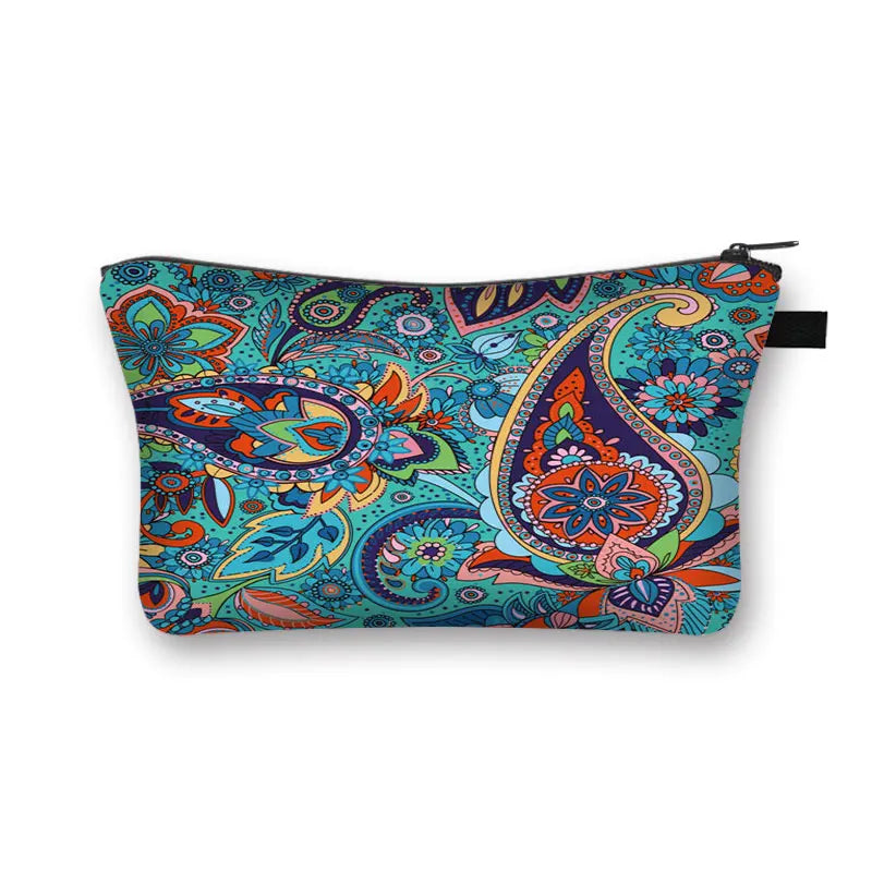 YORUBA BLOOM COSMETIC BAG – Bohemian African Print Travel Pouch - Glow by Hellen African and Boho Jewelry African Home Decor Cultural Accessories