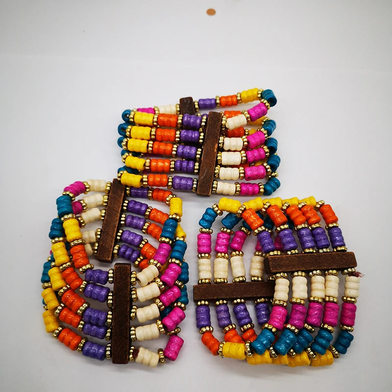 African Wooden Beaded Bracelets - Glow by Hellen African and Boho Jewelry African Home Decor Cultural Accessories