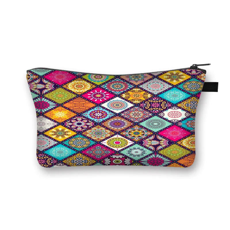 YORUBA BLOOM COSMETIC BAG – Bohemian African Print Travel Pouch - Glow by Hellen African and Boho Jewelry African Home Decor Cultural Accessories