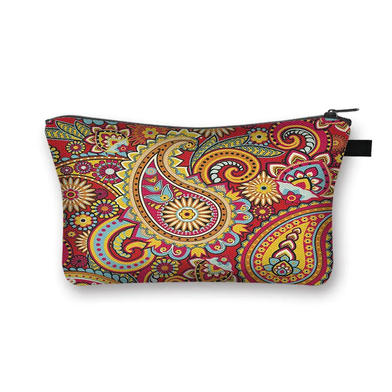 YORUBA BLOOM COSMETIC BAG – Bohemian African Print Travel Pouch - Glow by Hellen African and Boho Jewelry African Home Decor Cultural Accessories