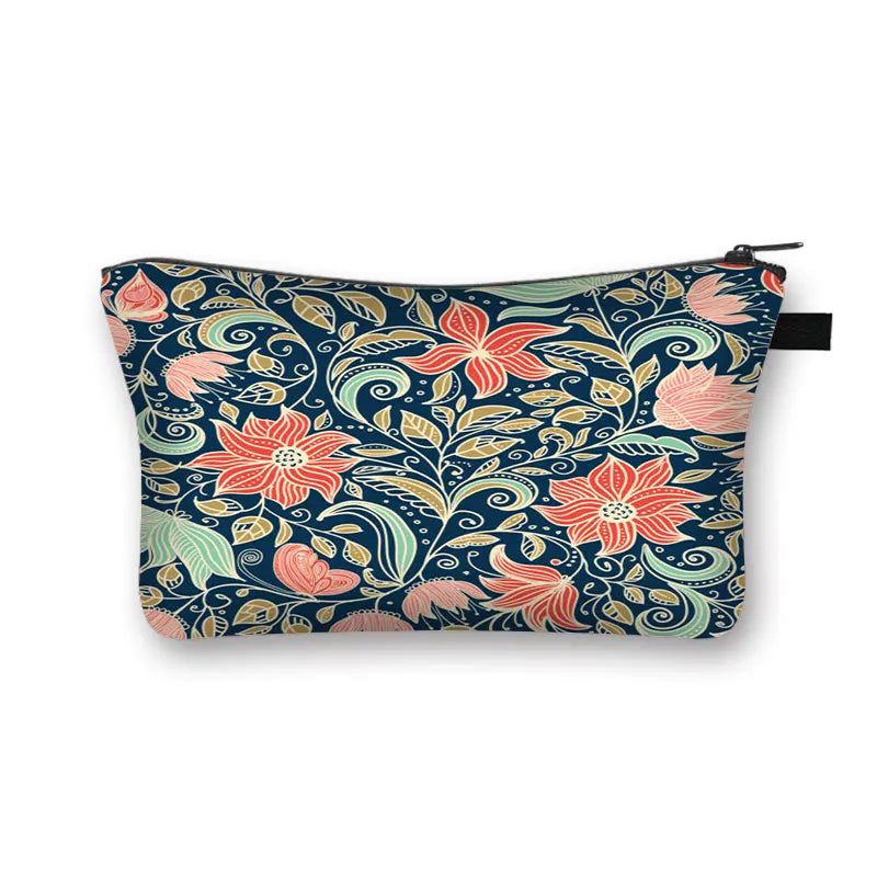 YORUBA BLOOM COSMETIC BAG – Bohemian African Print Travel Pouch - Glow by Hellen African and Boho Jewelry African Home Decor Cultural Accessories