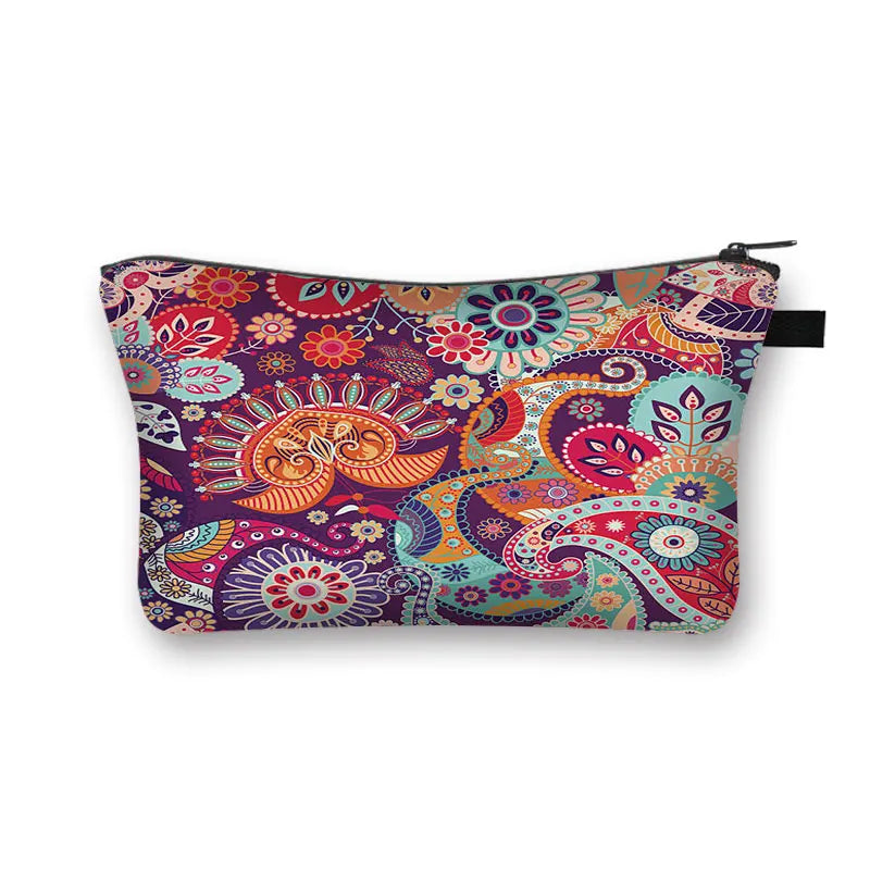 YORUBA BLOOM COSMETIC BAG – Bohemian African Print Travel Pouch - Glow by Hellen African and Boho Jewelry African Home Decor Cultural Accessories