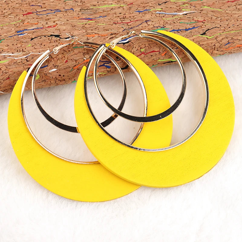 ZULU RHYTHM WOODEN HOOPS – Oversized Colourful Statement Earrings - Glow by Hellen African and Boho Jewelry African Home Decor Cultural Accessories
