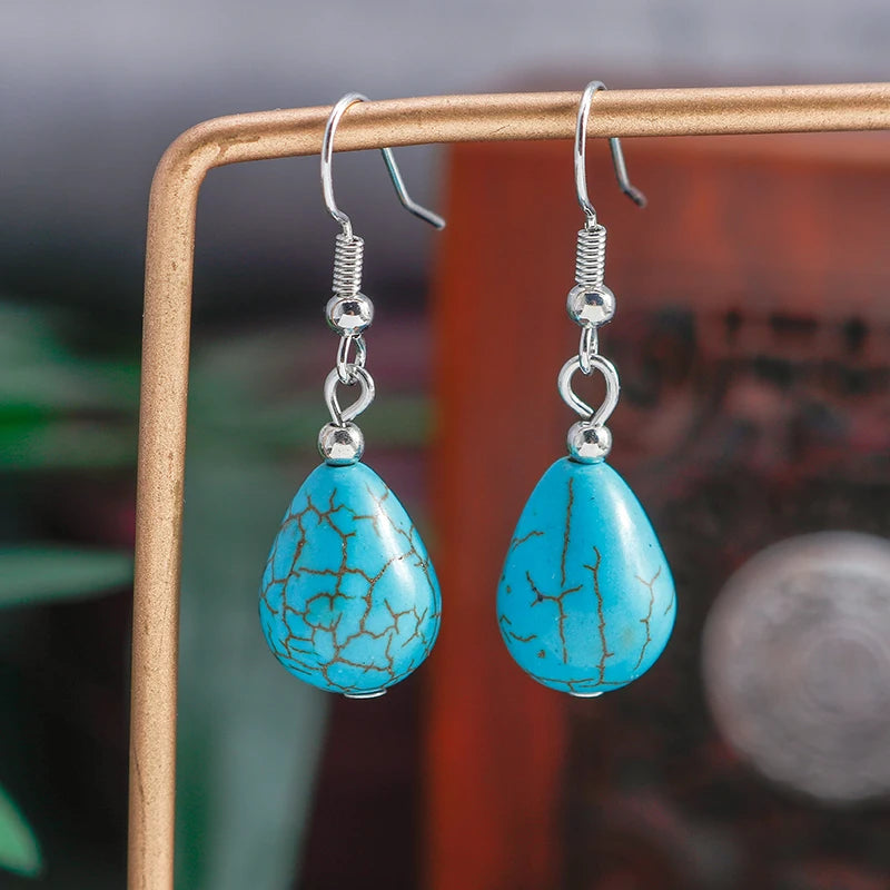 TUAREG NOMAD TASSEL EARRINGS – Vintage Ethnic Turquoises Drop Bohemian Jewelry - Glow by Hellen African and Boho Jewelry African Home Decor Cultural Accessories