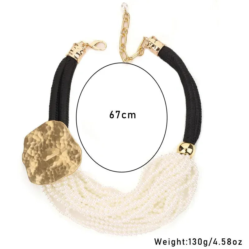 Statement Vintage Pearls Necklace with Geometry Pendant - Glow by Hellen African and Boho Jewelry African Home Decor Cultural Accessories