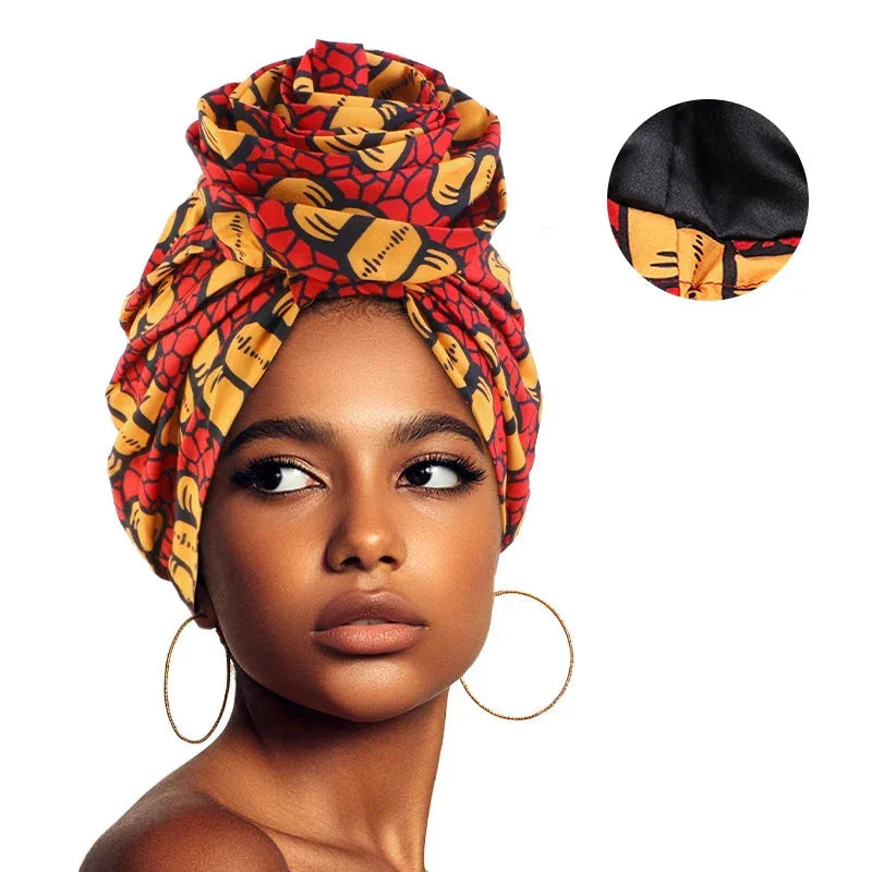 African Floral Satin-Lined Turban Cap - Glow by Hellen African and Boho Jewelry African Home Decor Cultural Accessories