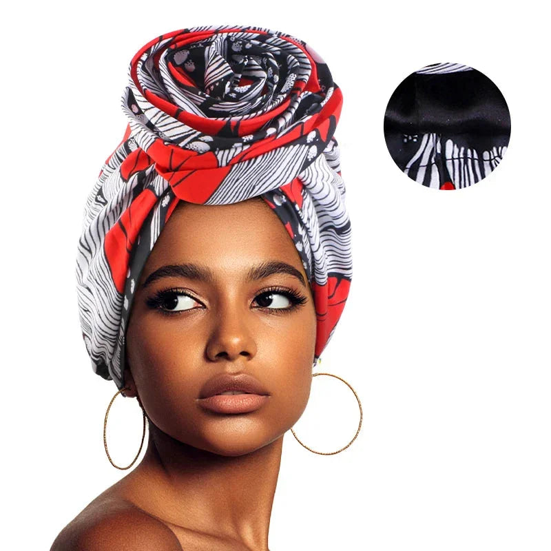 African Floral Satin-Lined Turban Cap - Glow by Hellen African and Boho Jewelry African Home Decor Cultural Accessories