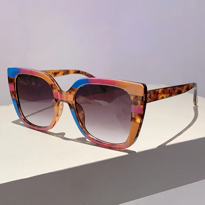 Oversized Square Gradient Sunglasses – Multicolor Rim Shades - Glow by Hellen African and Boho Jewelry African Home Decor Cultural Accessories