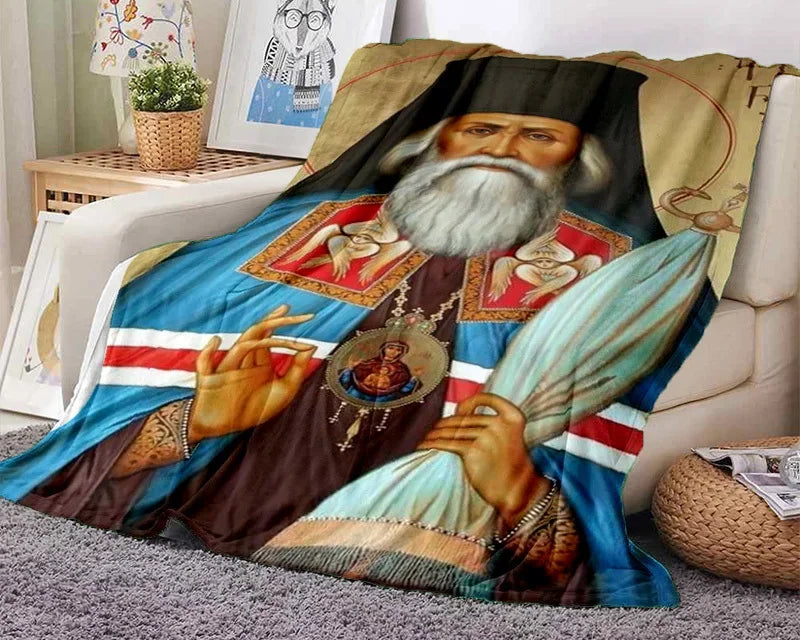 Cartoon Africa Ethiopian Custom Painting Flannel Blanket - Glow by Hellen African and Boho Jewelry African Home Decor Cultural Accessories