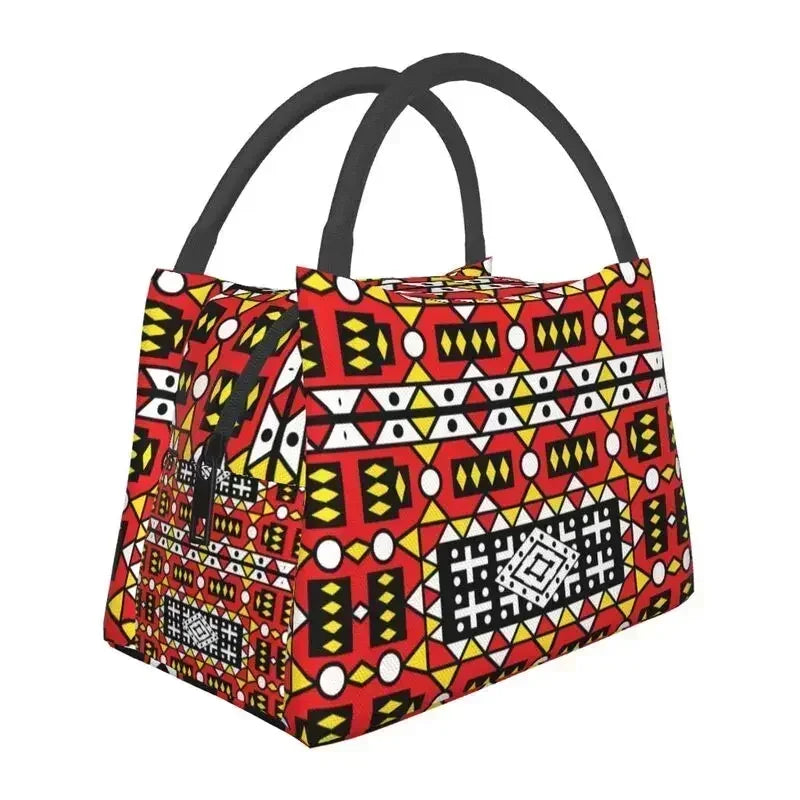 Kizomba Samakaka Ankara Print Insulated Lunch Bag - Glow by Hellen African and Boho Jewelry African Home Decor Cultural Accessories
