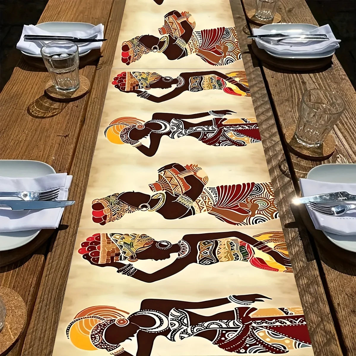 African Decorative Table Runner – Farmhouse Autumn & Winter Vibes - Glow by Hellen African and Boho Jewelry African Home Decor Cultural Accessories