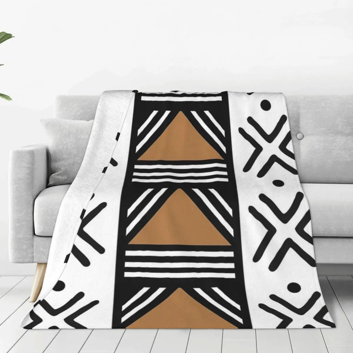 African Bogolan Mudcloth Throw Blanket — Cultural Warmth & Modern Elegance - Glow by Hellen African and Boho Jewelry African Home Decor Cultural Accessories