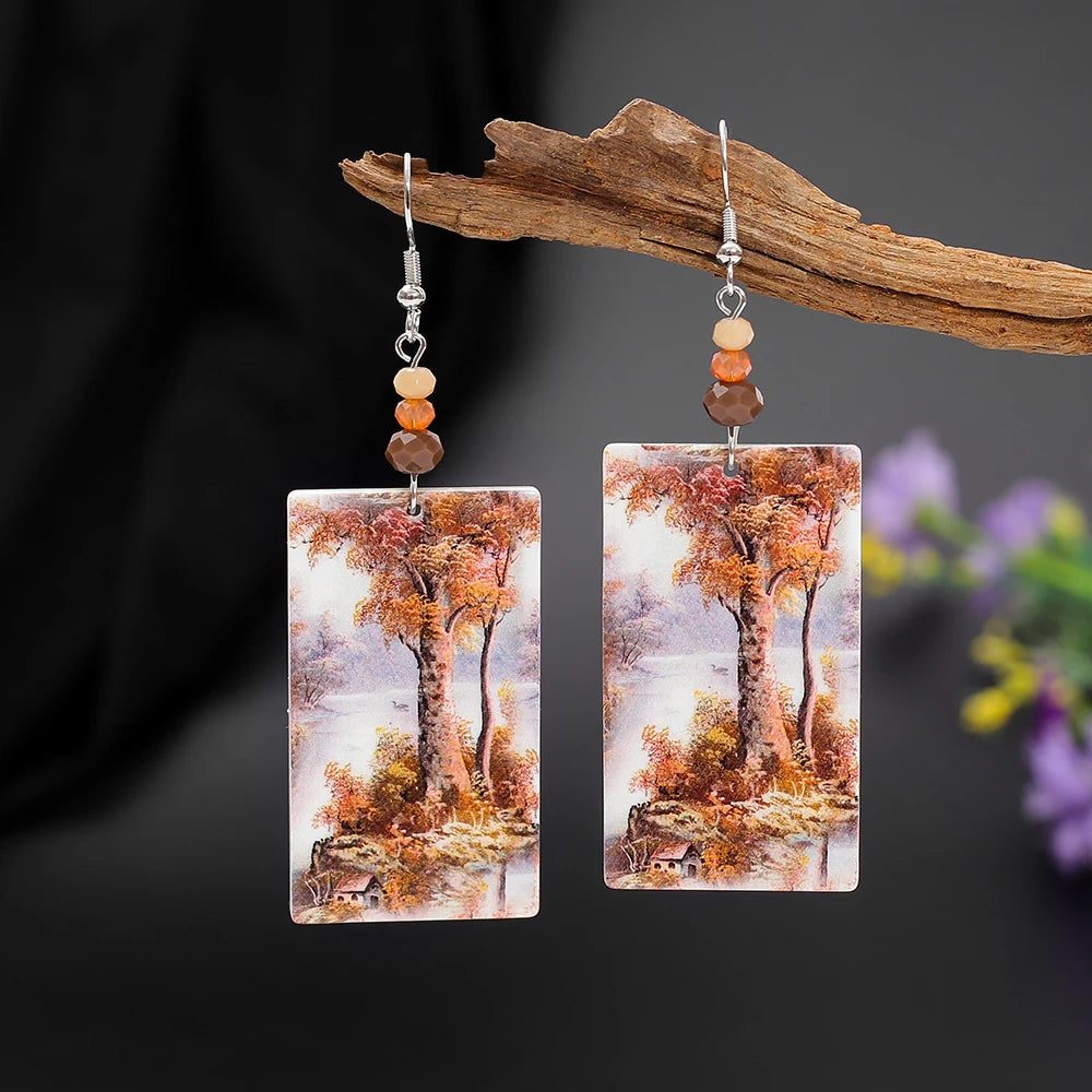 AKAN TREE OF LIFE EARRINGS – Vintage Gold Color Relievo Acrylic Christmas Jewelry Trend 2025 - Glow by Hellen African and Boho Jewelry African Home Decor Cultural Accessories