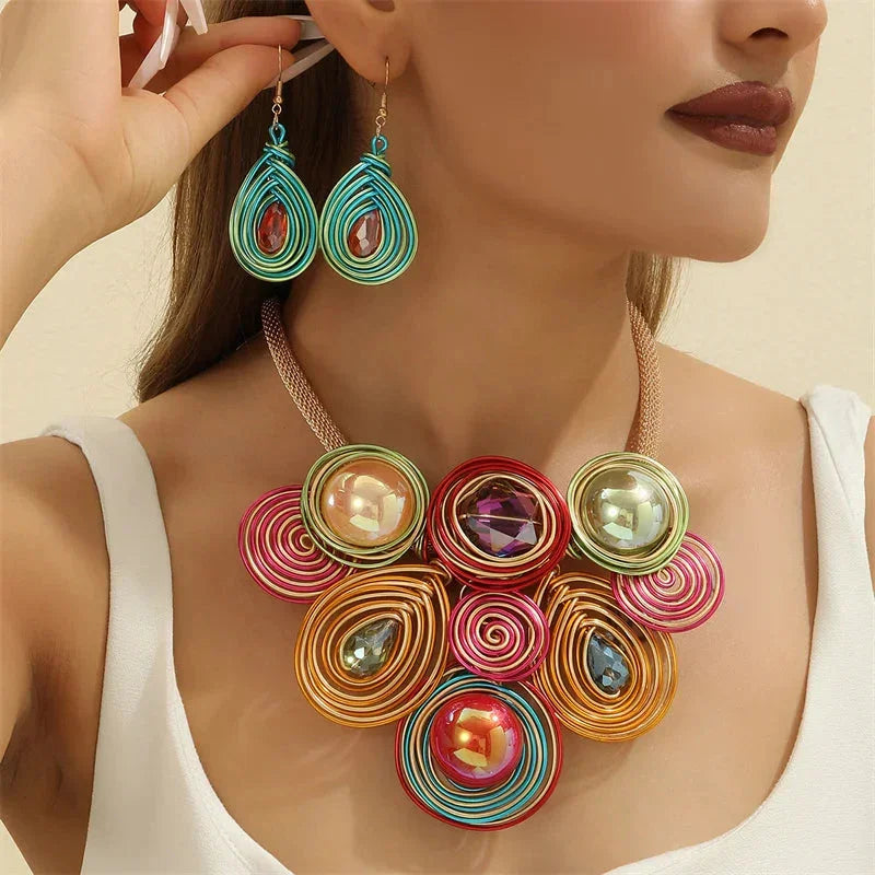 African Flowers Jewelry Set – Aluminium Wire Collection - Glow by Hellen African and Boho Jewelry African Home Decor Cultural Accessories