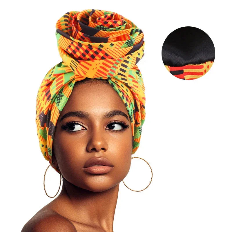 African Floral Satin-Lined Turban Cap - Glow by Hellen African and Boho Jewelry African Home Decor Cultural Accessories
