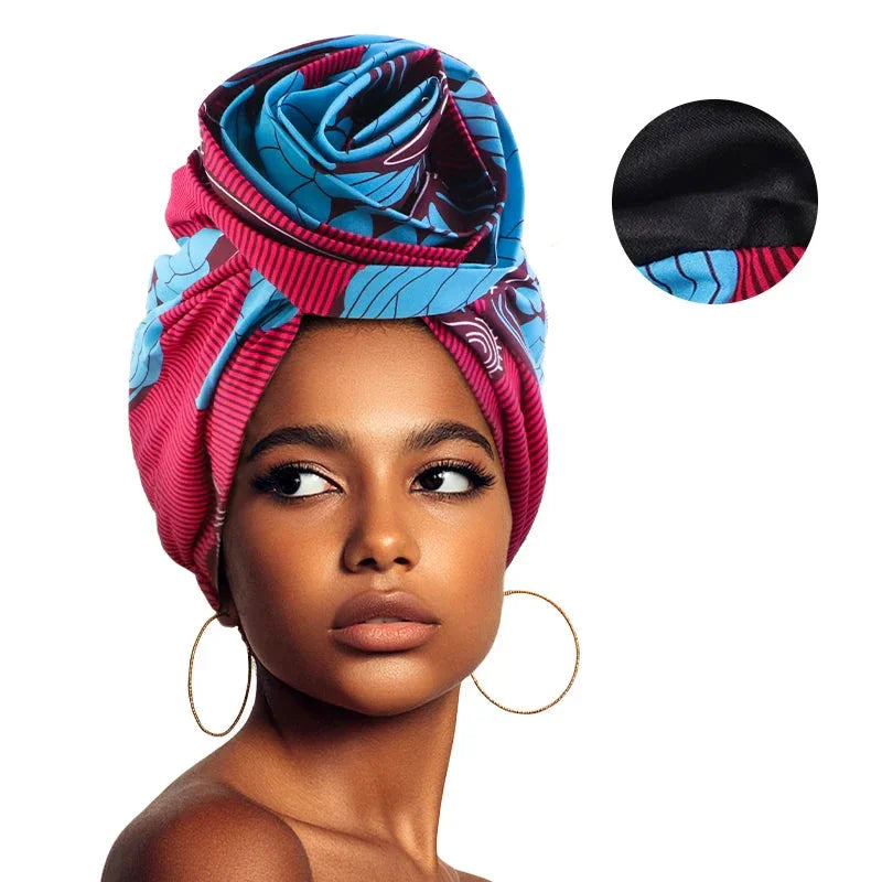 African Floral Satin-Lined Turban Cap - Glow by Hellen African and Boho Jewelry African Home Decor Cultural Accessories