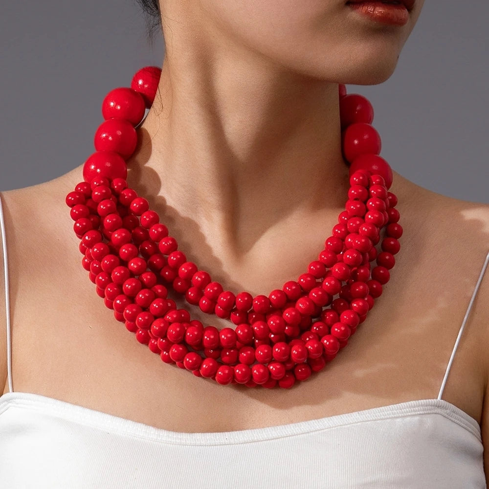 MAASAI STATEMENT NECKLACE – Multi-Layer Wooden Beaded Bohemian Ethnic Jewelry - Glow by Hellen African and Boho Jewelry African Home Decor Cultural Accessories
