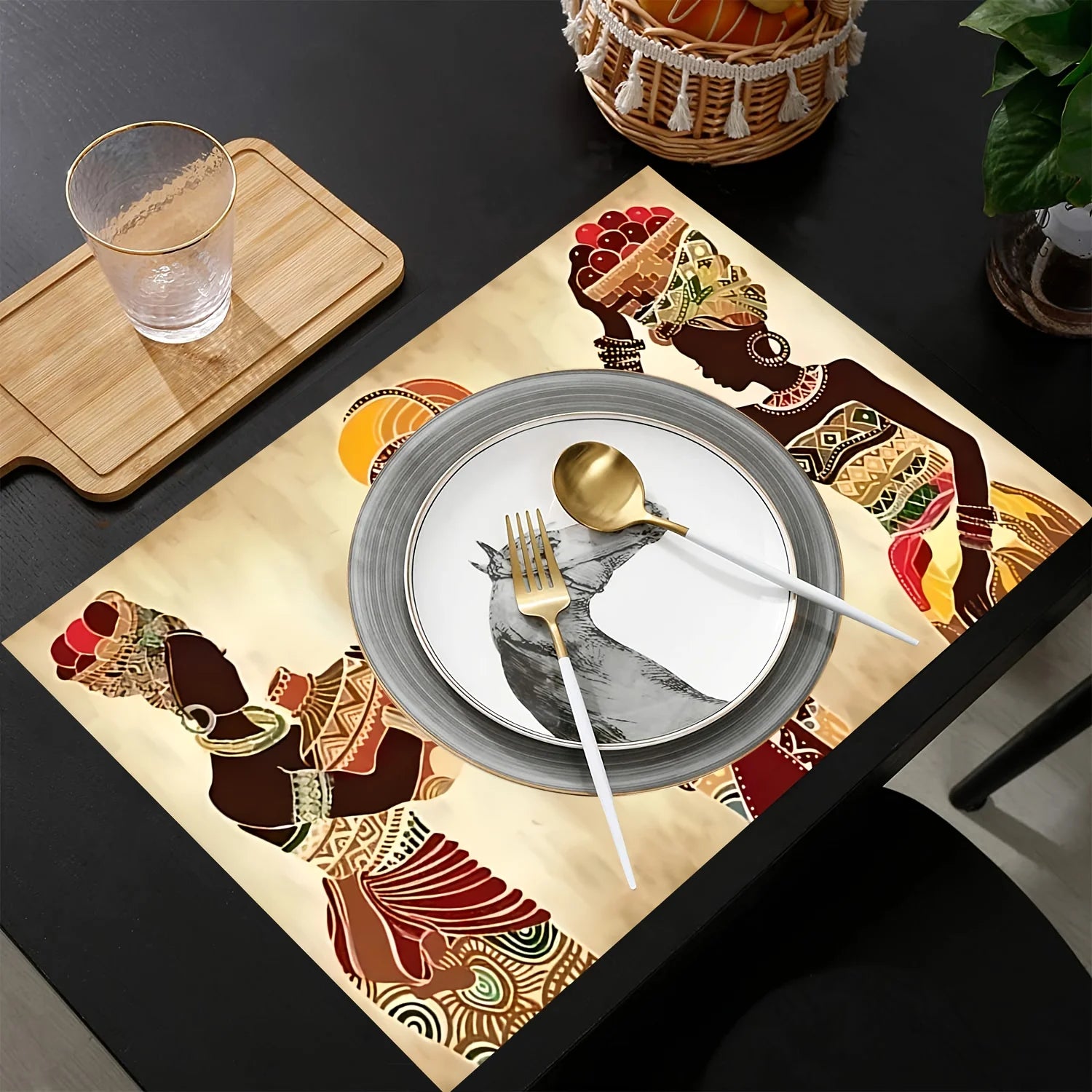 ZULU FEAST PLACEMAT – 1PC Ethnic African Woman Linen Table Setting Mat - Glow by Hellen African and Boho Jewelry African Home Decor Cultural Accessories