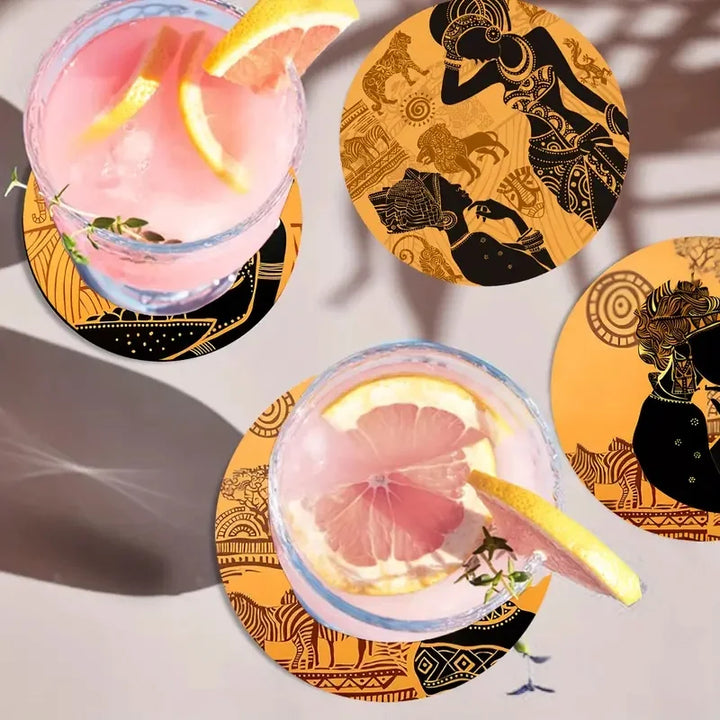 6 Artistic Wooden Coasters – Functional & Culturally Inspired - Glow by Hellen African and Boho Jewelry African Home Decor Cultural Accessories