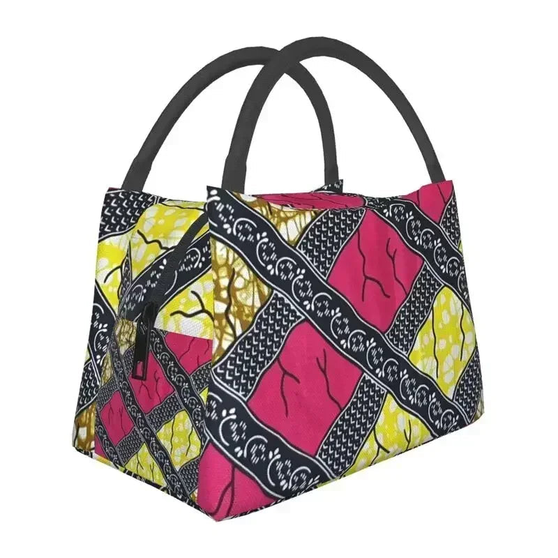 Kizomba Samakaka Ankara Print Insulated Lunch Bag - Glow by Hellen African and Boho Jewelry African Home Decor Cultural Accessories