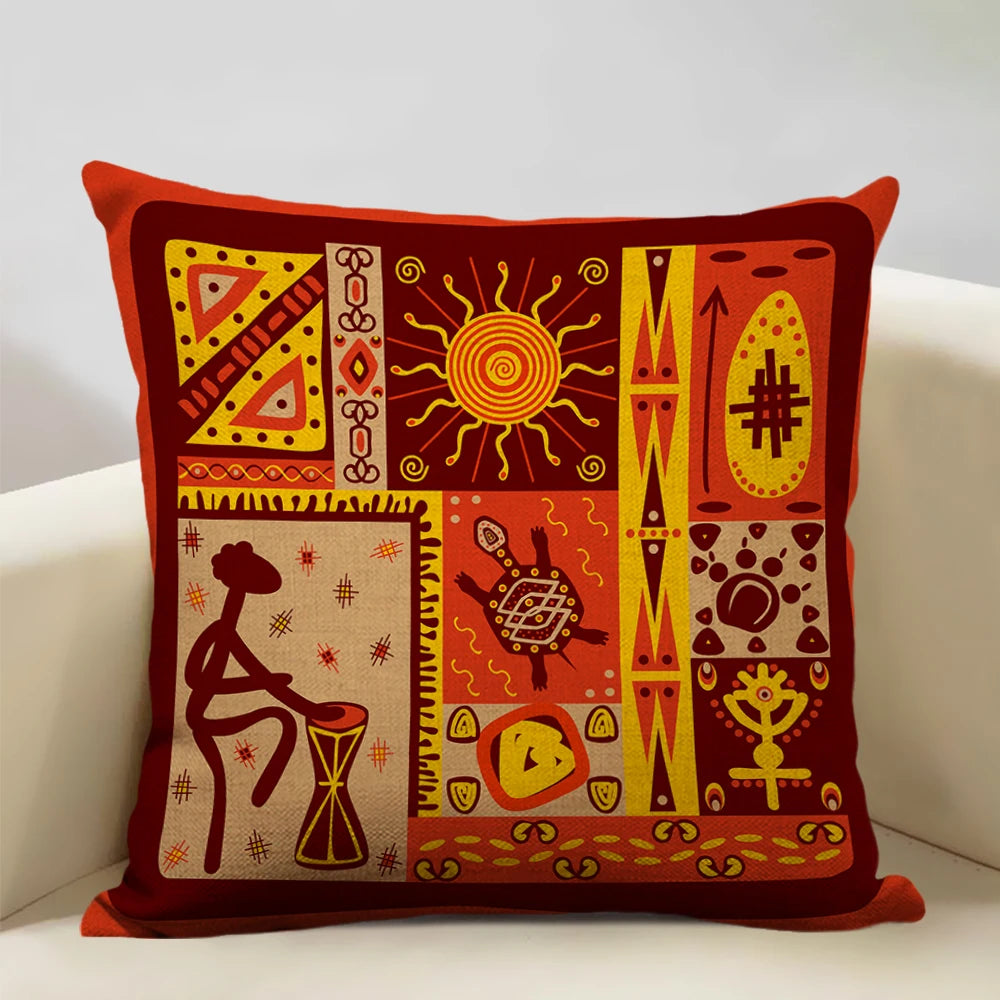 African Oil Painting Cushion Cover – Dancing Girl Art - Glow by Hellen African and Boho Jewelry African Home Decor Cultural Accessories